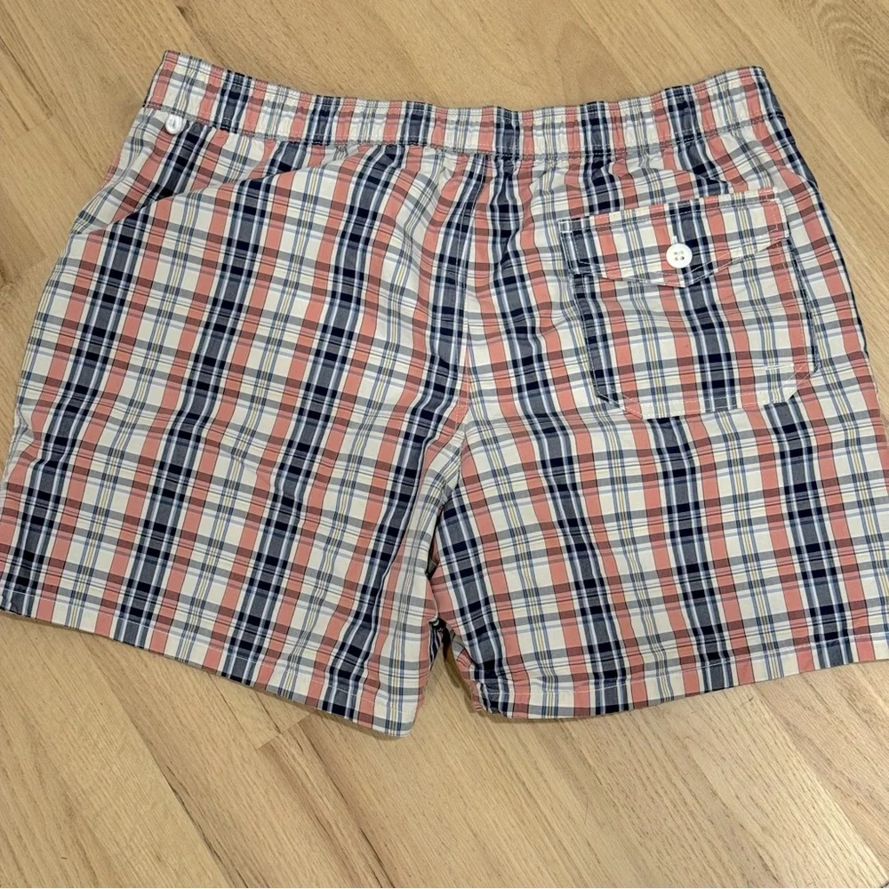 J CREW Swim Trunks Mens L Plaid Mesh-Lined 6
